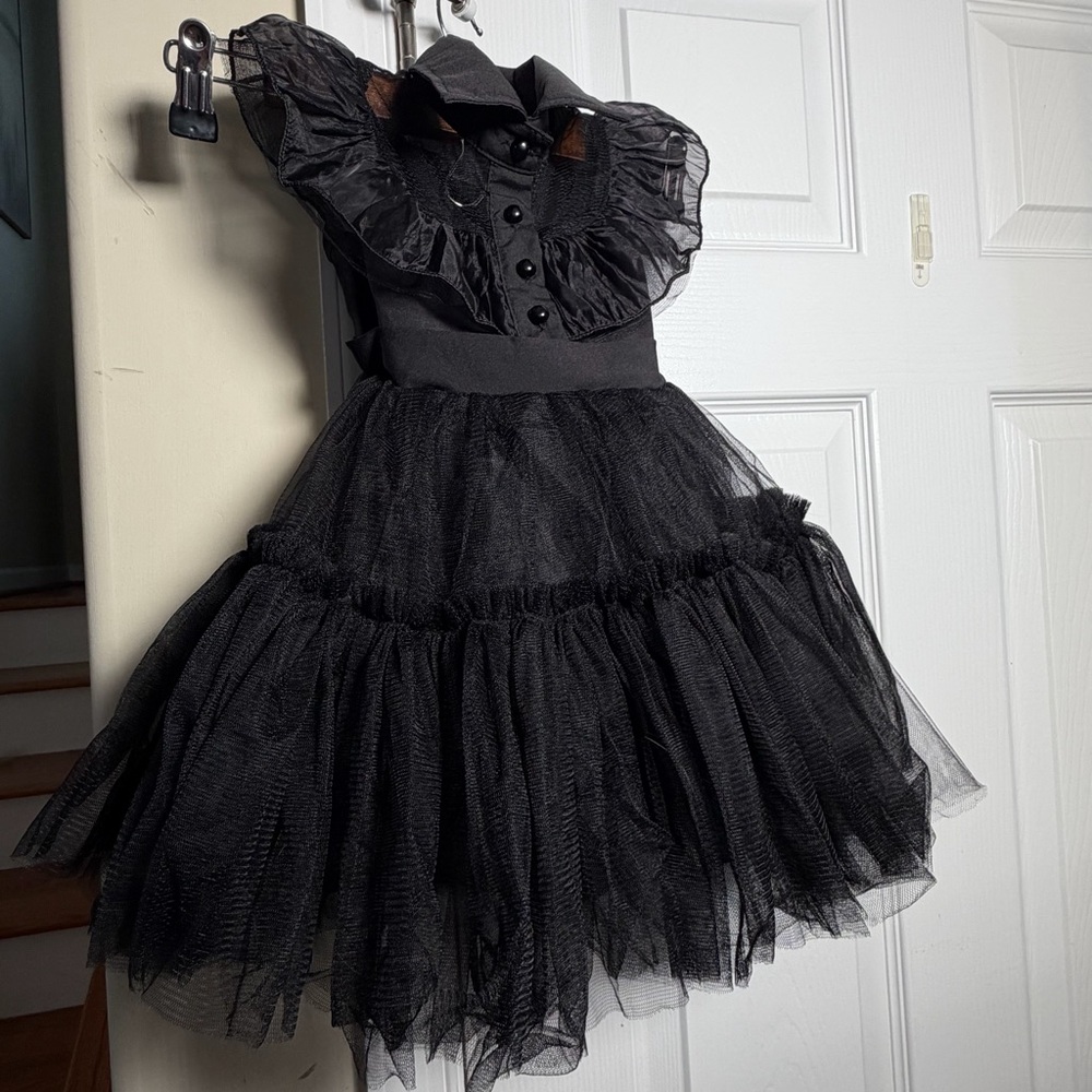 Kids Black Formal Dress Gothic Baby Wednesday Adam’s Costume